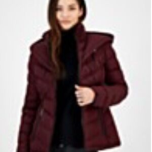 Michael Kors Hooded Down Puffer Coat-XXL Burgandy
